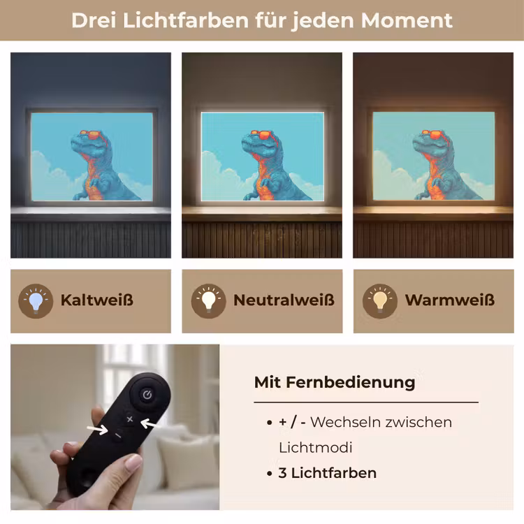 T-Rex - Blauw - Wolken - Zonnebril Light Box met batterij (Wandlamp kind) middel -USP_lichtkleurDE