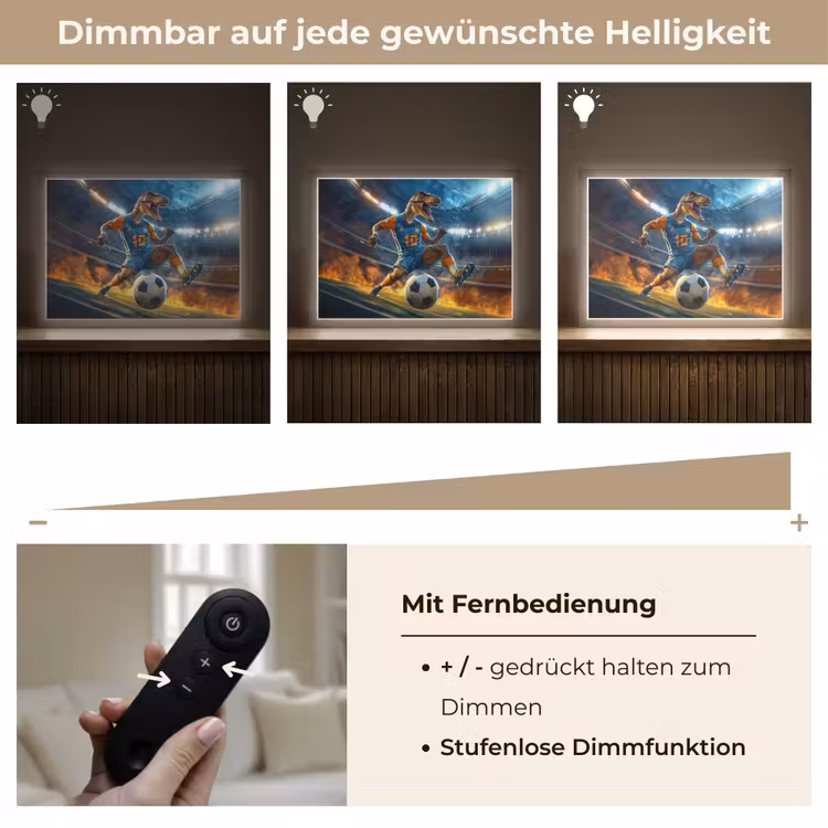 T-Rex - Voetbal - Stadion Light Box met batterij (Wandlamp kind) middel -USP_dimbaarDE
