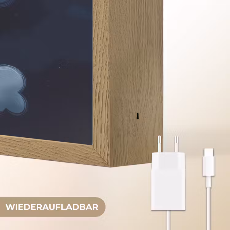 Teddybeer - Maan - Wolken - Sterren Light Box met batterij (Wandlamp kind) middel -USP_websiteoplaadbaarDE
