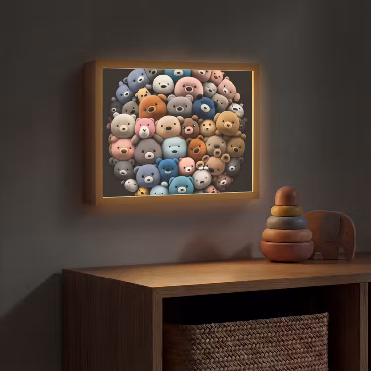 Teddybeer - Knuffel - Dieren - Meisjes - Jongens Light Box met batterij (Wandlamp kind) middel -sfeer5_kind