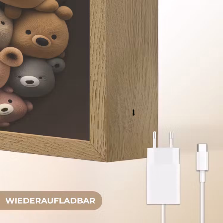Teddybeer - Knuffel - Dieren - Meisjes - Jongens Light Box met batterij (Wandlamp kind) middel -USP_websiteoplaadbaarDE
