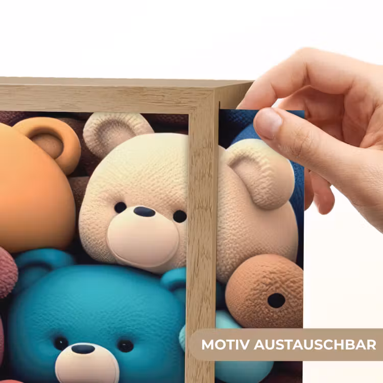 Knuffelbeer - Knuffel - Roze - Blauw - Bruin - Kind Light Box met batterij (Wandlamp kind) middel -USP_websiteprintDE