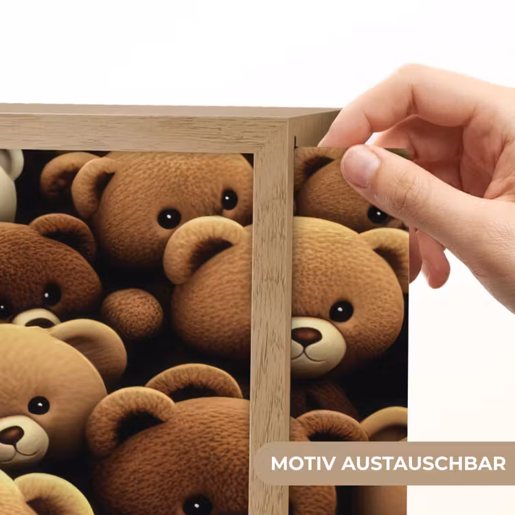 Teddybeer - Knuffel - Bruin - Beer - Jongens - Meisjes Light Box met batterij (Wandlamp kind) middel -USP_websiteprintDE