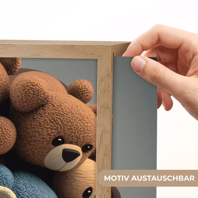Teddybeer - Knuffel - Bruin - Design - Jongens - Meisjes Light Box met batterij (Wandlamp kind) middel -USP_websiteprintDE
