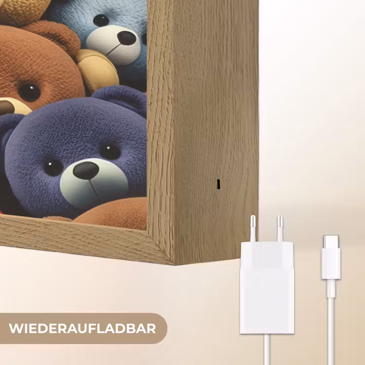 Knuffelbeer - Teddy - Design - Kids Light Box met batterij (Wandlamp kind) middel -USP_websiteoplaadbaarDE