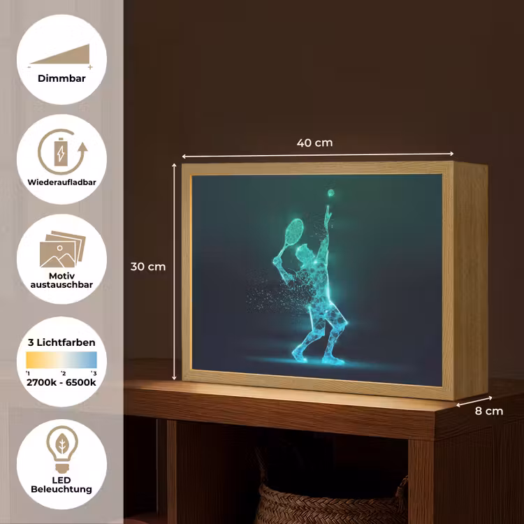 Tennis - Futuristisch - Sport - Neon Light Box met batterij (Wandlamp kind) middel -USP_websiteoverzichtDE
