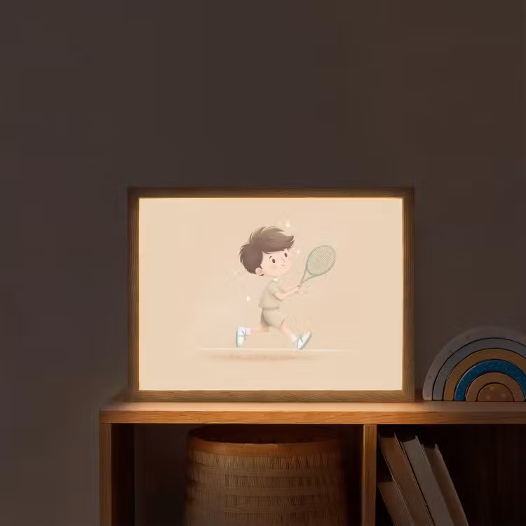 Tennis - Jongen - Sterretjes Light Box met batterij (Wandlamp kind) middel -sfeer1_kind