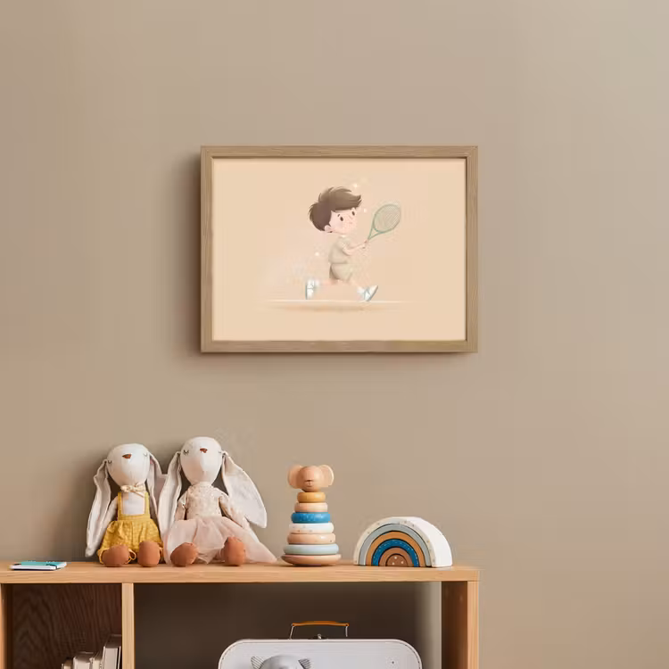 Tennis - Jongen - Sterretjes Light Box met batterij (Wandlamp kind) middel -sfeer2_kind