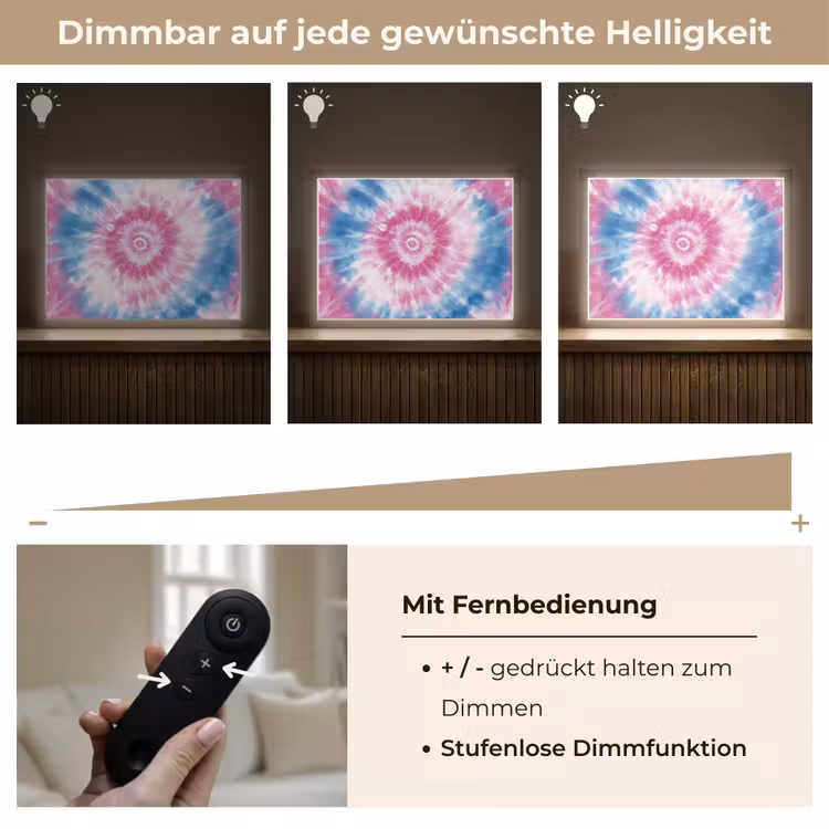 Tie-dye - Roze - Patroon Light Box met batterij (Wandlamp kind) middel -USP_dimbaarDE