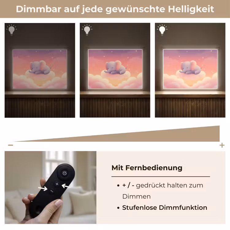 Dier - Roze - Wolken Light Box met batterij (Wandlamp kind) middel -USP_dimbaarDE