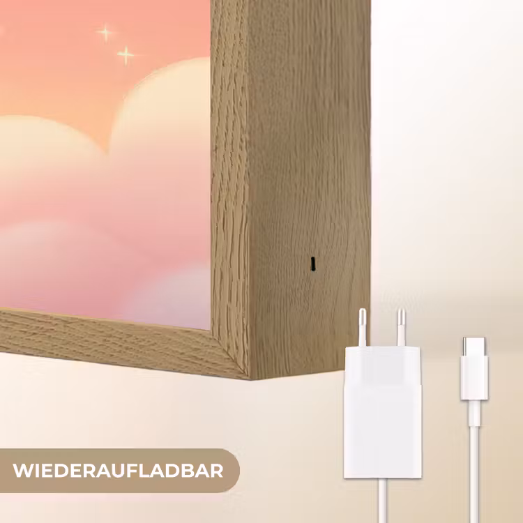 Dier - Roze - Wolken Light Box met batterij (Wandlamp kind) middel -USP_websiteoplaadbaarDE
