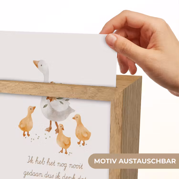 Boerderij dieren - Eend - Quote - 'Ik heb het nog nooit gedaan dus ik denk dat ik het wel kan!' Light Box met kabel (Wandlamp kind) klein -USP_websiteprintDE