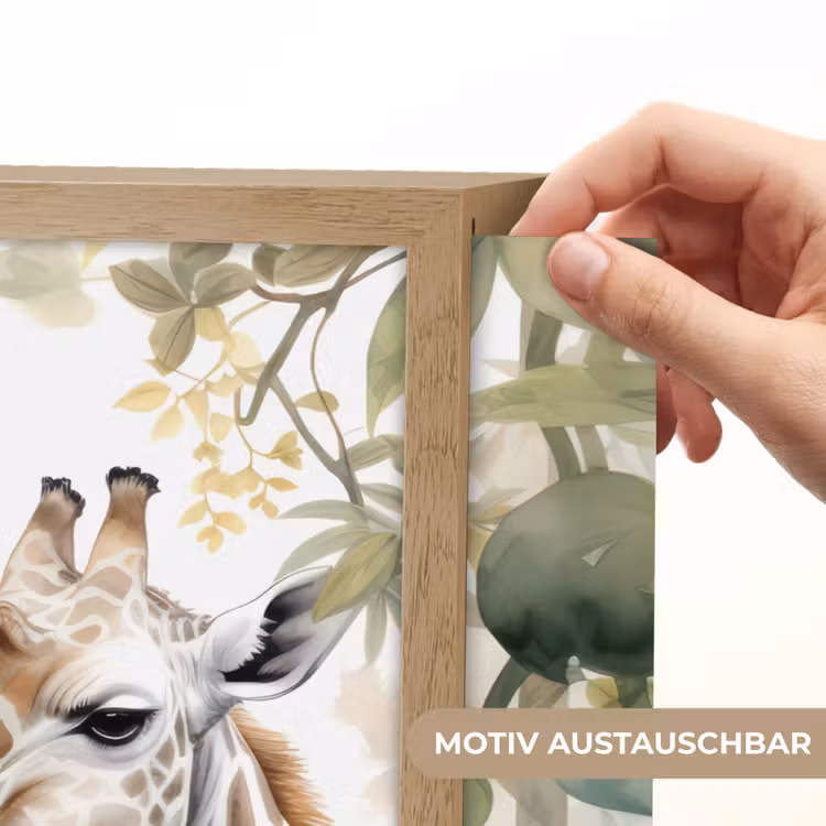 Dieren - Giraffe - Bladeren - Kinderen Light Box met batterij (Wandlamp kind) middel -USP_websiteprintDE