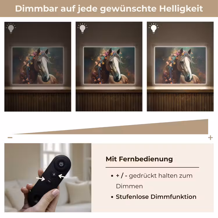 Dieren - Paard - Natuur - Vlinder - Bloemen Light Box met batterij (Wandlamp kind) middel -USP_dimbaarDE