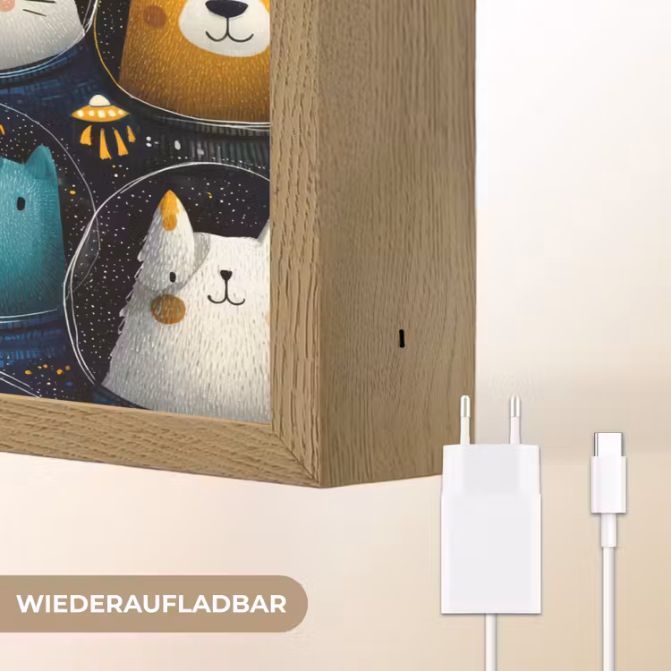 Dieren - Ruimtepakken - Sterren Light Box met batterij (Wandlamp kind) middel -USP_websiteoplaadbaarDE
