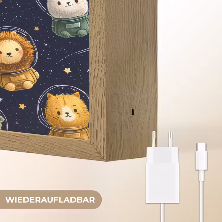 Dieren - Sterrenhemel - Ruimte Light Box met batterij (Wandlamp kind) middel -USP_websiteoplaadbaarDE