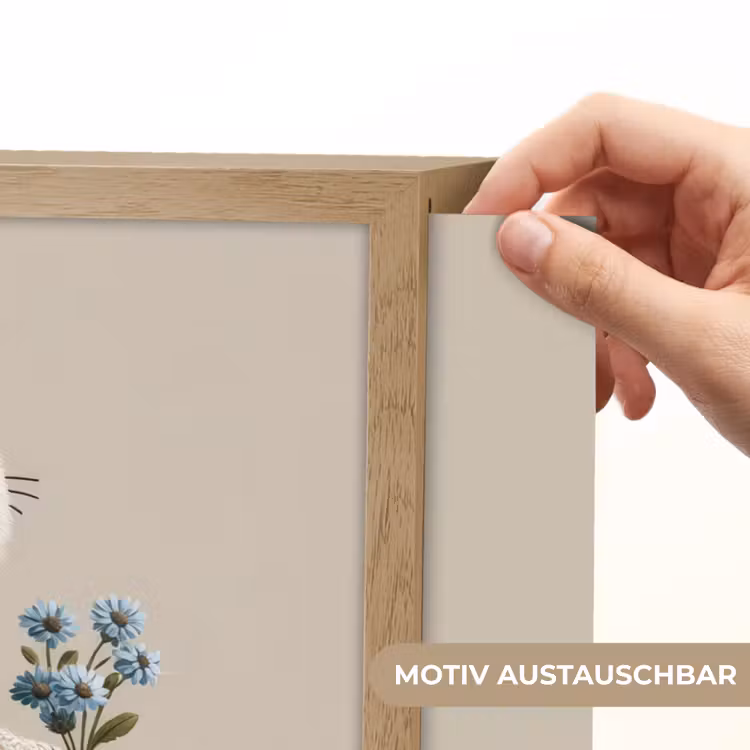 Tijger - Blauwe bloemen - Rustig Light Box met batterij (Wandlamp kind) middel -USP_websiteprintDE