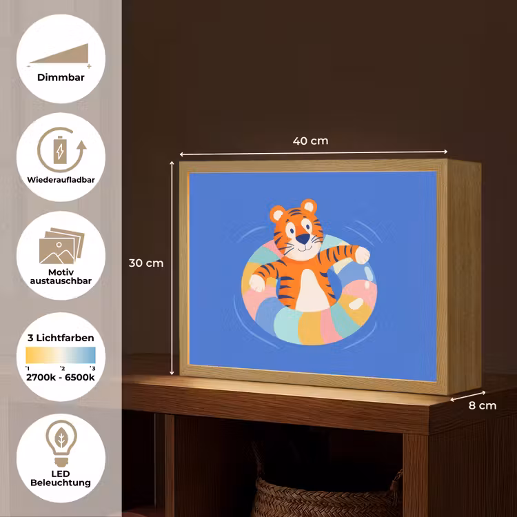 Tijger - Zwemband - Water Light Box met batterij (Wandlamp kind) middel -USP_websiteoverzichtDE