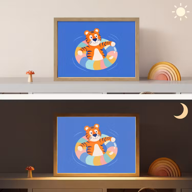 Tijger - Zwemband - Water Light Box met batterij (Wandlamp kind) middel -sfeer3_kind