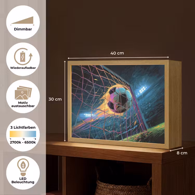 Goal - Voetbal - Vuur - Stadion Light Box met batterij (Wandlamp kind) middel -USP_websiteoverzichtDE