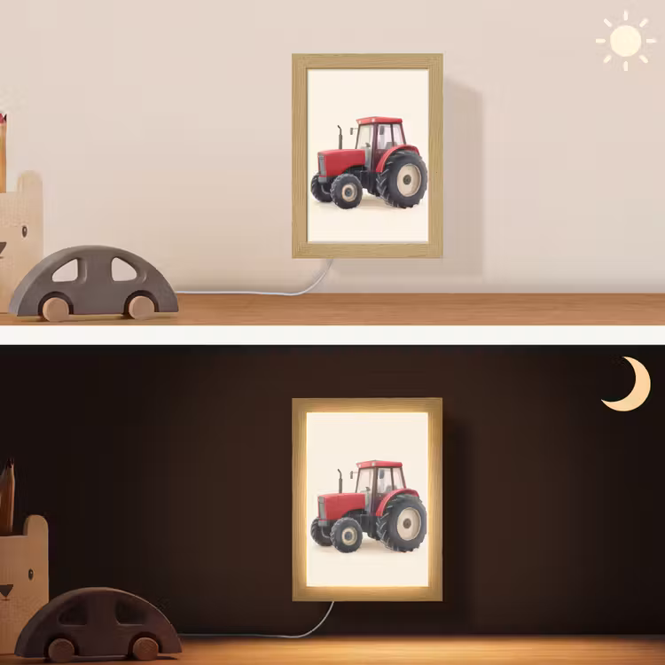 Trekker - Minimalistisch - Illustratie - Rood Light Box met kabel (Wandlamp kind) klein -sfeer3_kind