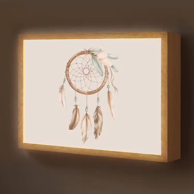Dromenvanger - Bohemian - Boho - Pastel kleuren Light Box met batterij (Wandlamp kind) middel -z3d_website