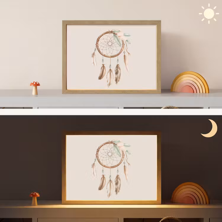 Dromenvanger - Bohemian - Boho - Pastel kleuren Light Box met batterij (Wandlamp kind) middel -sfeer3_kind