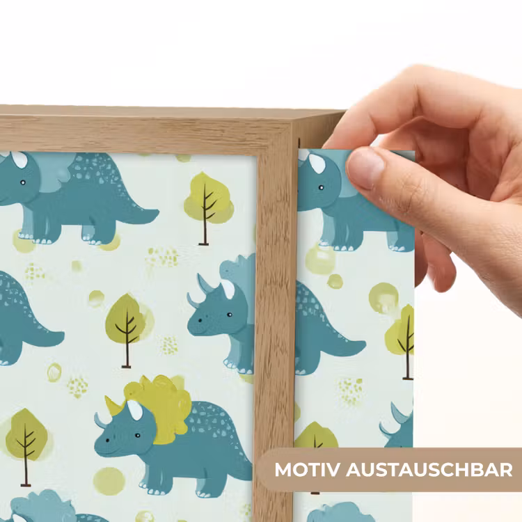 Triceratop - Blauw - Stippen - Boompjes Light Box met batterij (Wandlamp kind) middel -USP_websiteprintDE