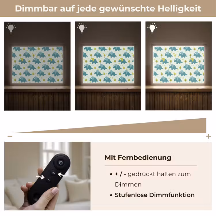 Triceratop - Blauw - Stippen - Boompjes Light Box met batterij (Wandlamp kind) middel -USP_dimbaarDE