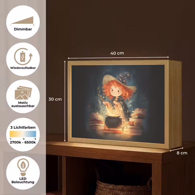 Tovenares - Meisje - Boeken - Toveren Light Box met batterij (Wandlamp kind) middel -USP_websiteoverzichtDE