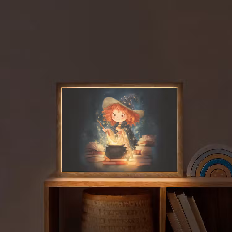 Tovenares - Meisje - Boeken - Toveren Light Box met batterij (Wandlamp kind) middel -sfeer1_kind