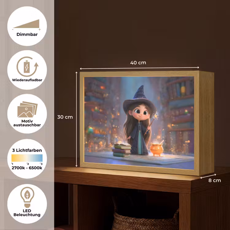 Tovenares - Magie - Toverstaf - Sterren Light Box met batterij (Wandlamp kind) middel -USP_websiteoverzichtDE