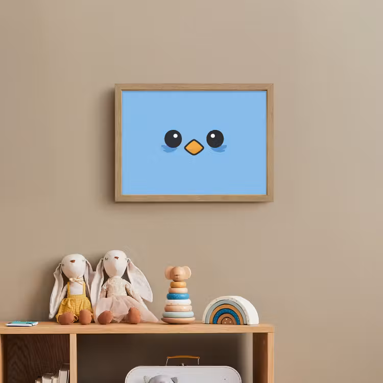 Vogel - Blauw - Eenvoudig Light Box met batterij (Wandlamp kind) middel -sfeer2_kind