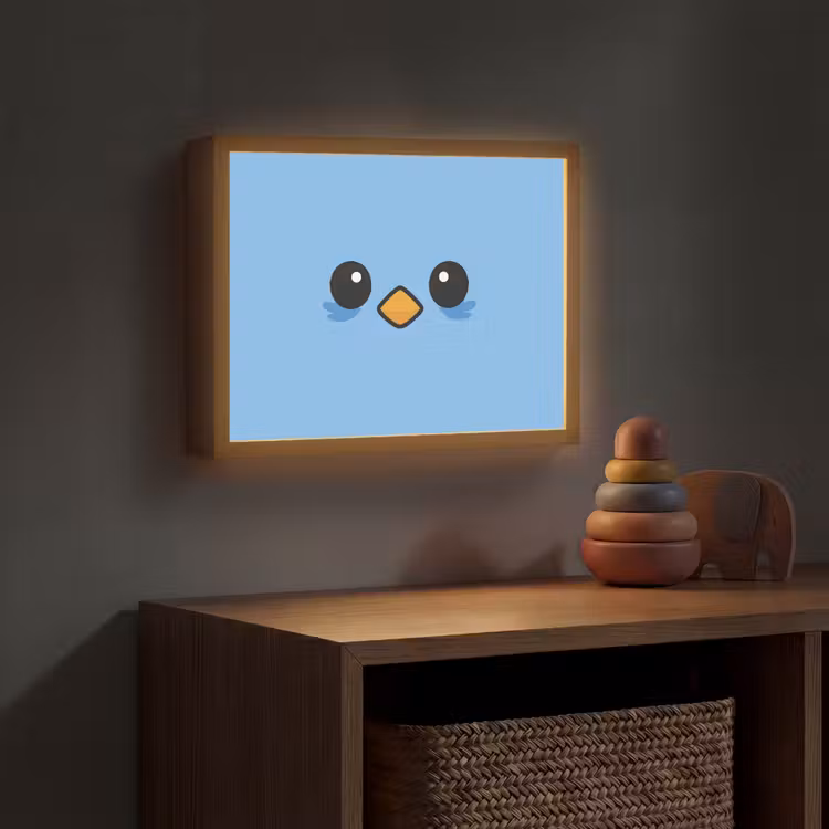 Vogel - Blauw - Eenvoudig Light Box met batterij (Wandlamp kind) middel -sfeer5_kind
