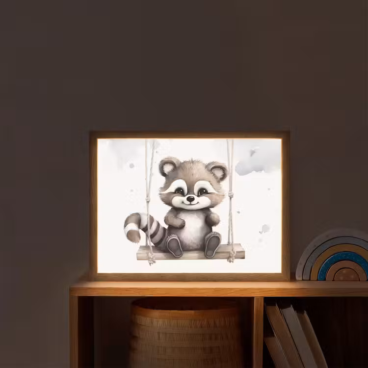 Wasbeer - Dier - Kinderen Light Box met batterij (Wandlamp kind) middel -sfeer1_kind