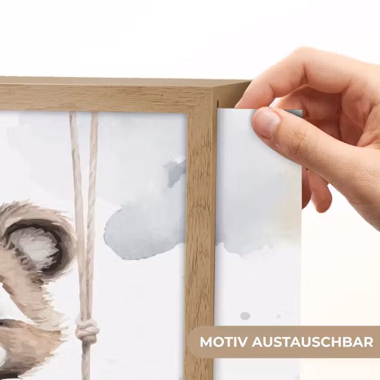 Wasbeer - Dier - Kinderen Light Box met batterij (Wandlamp kind) middel -USP_websiteprintDE