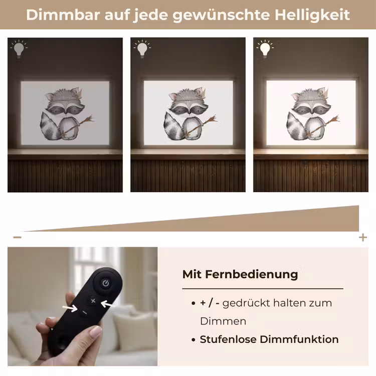 Wasbeer - Dier - Bosdieren Light Box met batterij (Wandlamp kind) middel -USP_dimbaarDE