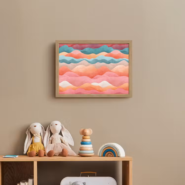 Golven - Kleurrijk - Abstract Light Box met batterij (Wandlamp kind) middel -sfeer2_kind
