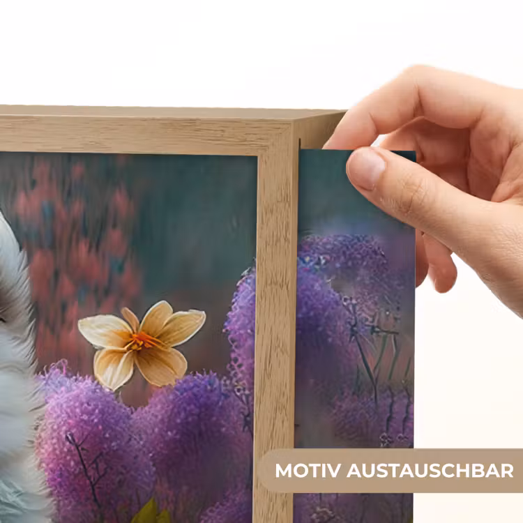 Puppy - Bloemen - Planten - Natuur - Husky Light Box met batterij (Wandlamp kind) middel -USP_websiteprintDE
