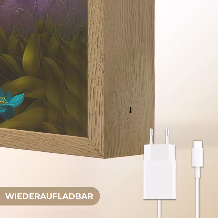 Puppy - Bloemen - Planten - Natuur - Husky Light Box met batterij (Wandlamp kind) middel -USP_websiteoplaadbaarDE