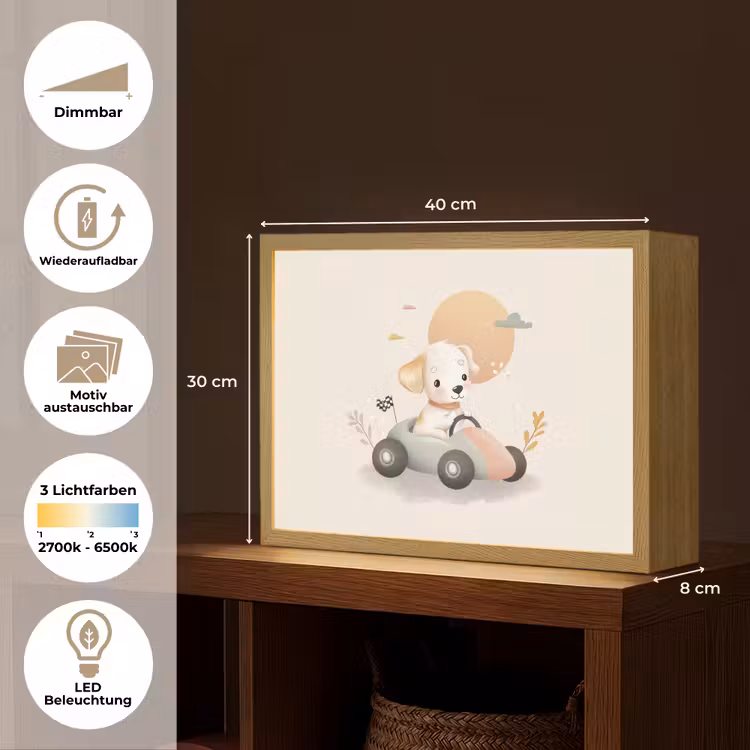 Puppy - Raceauto - Oranje Light Box met batterij (Wandlamp kind) middel -USP_websiteoverzichtDE