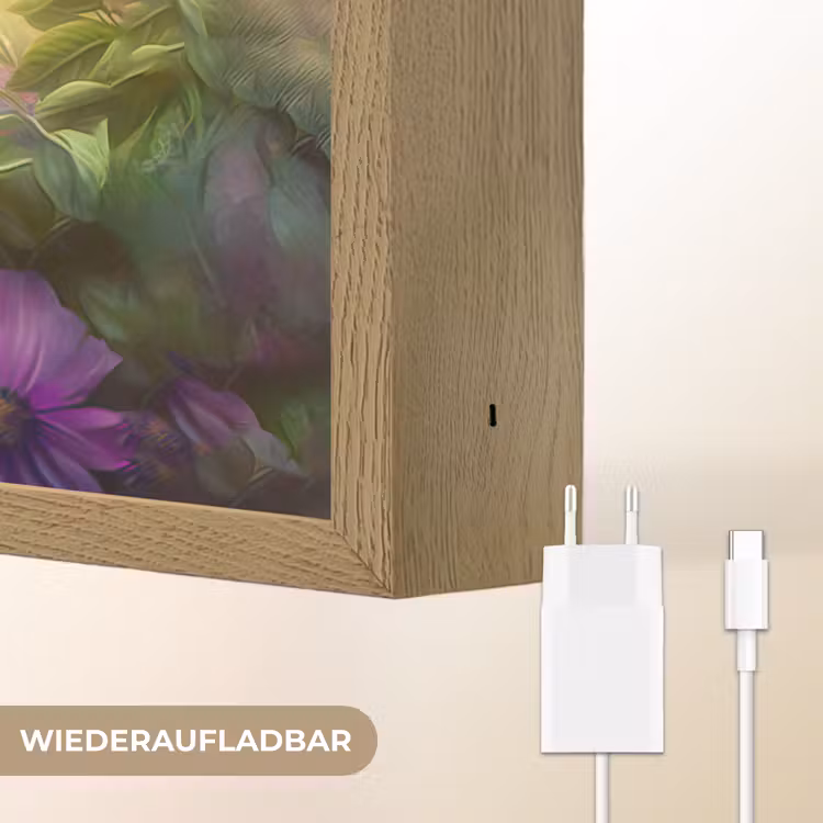 Puppy - Zon - Bloemen - Natuur - Bordercollie - Hond Light Box met batterij (Wandlamp kind) middel -USP_websiteoplaadbaarDE
