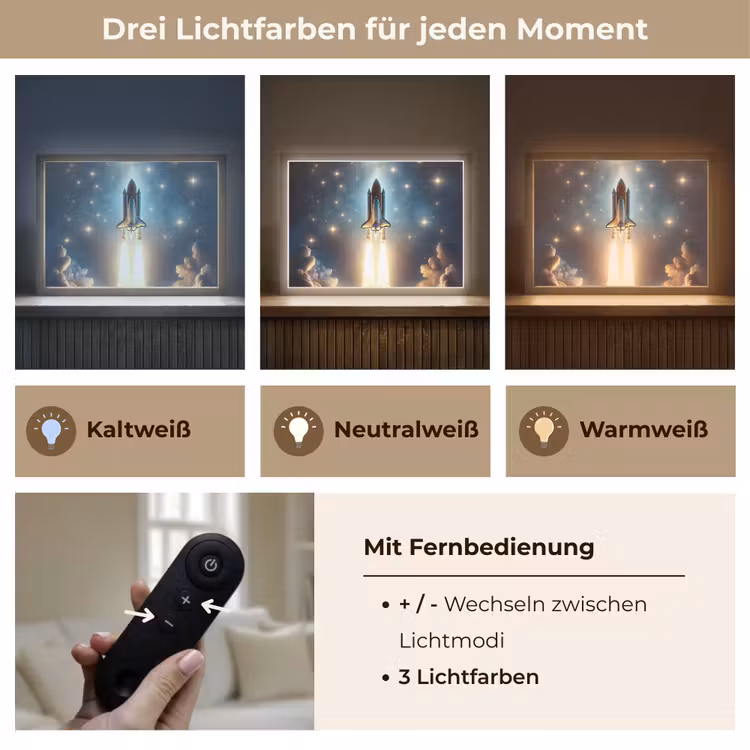 Ruimtevaart - Raket - Space - Sterren Light Box met batterij (Wandlamp kind) middel -USP_lichtkleurDE