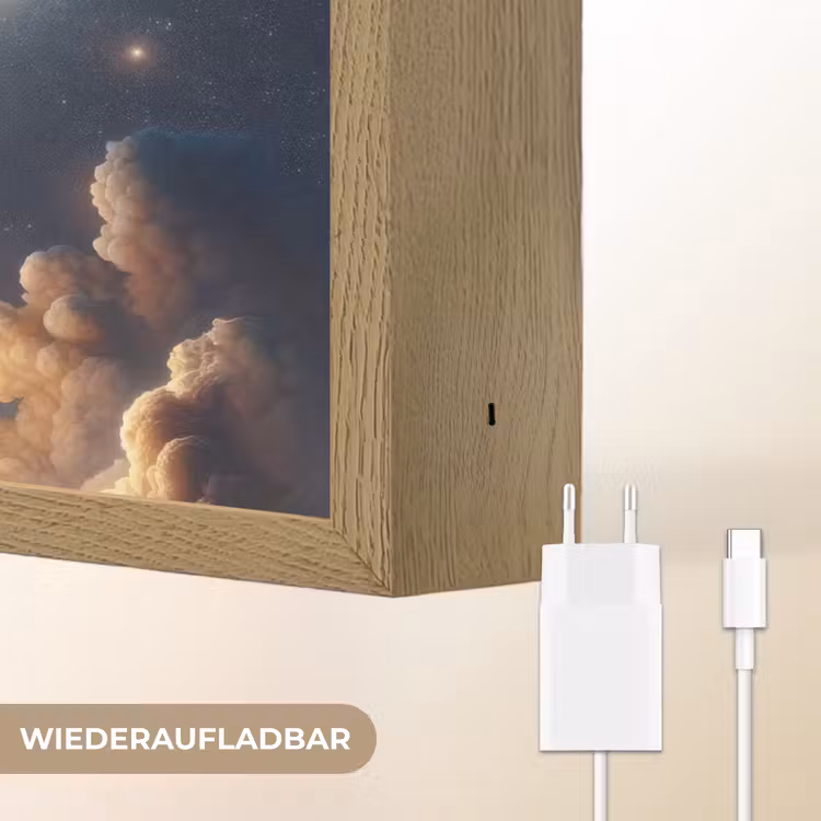 Ruimtevaart - Raket - Space - Sterren Light Box met batterij (Wandlamp kind) middel -USP_websiteoplaadbaarDE