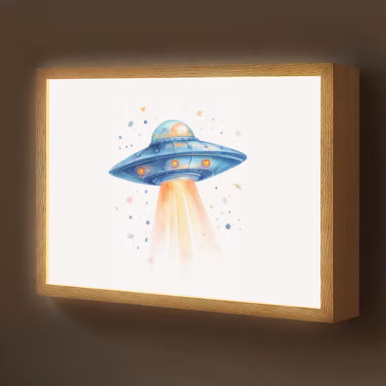 Ruimte - Ufo - Sterren Light Box met batterij (Wandlamp kind) middel -z3d_website