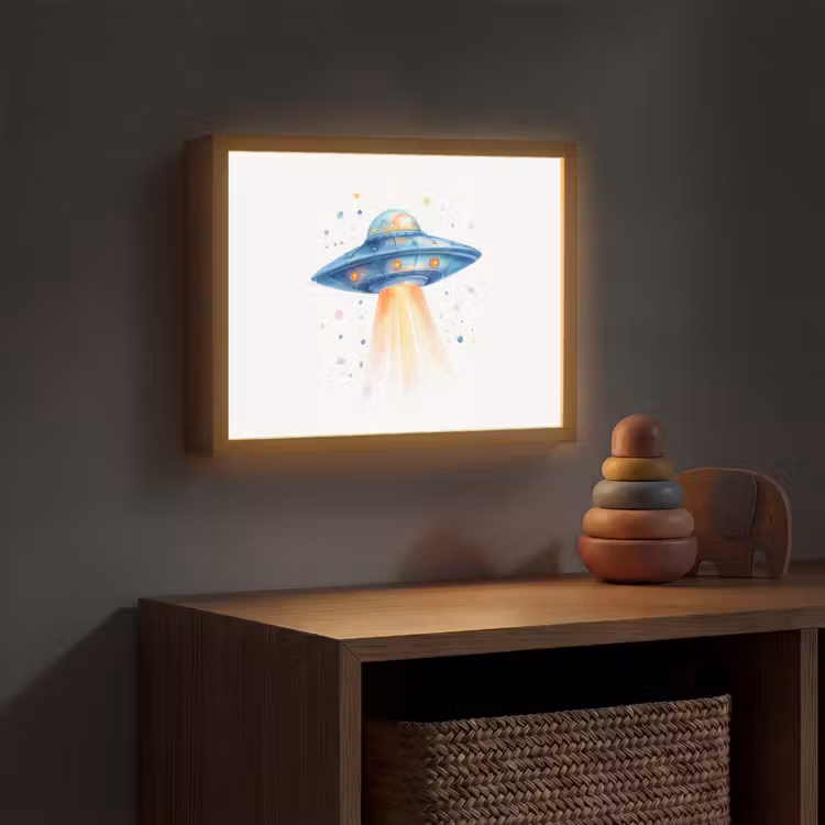 Ruimte - Ufo - Sterren Light Box met batterij (Wandlamp kind) middel -sfeer5_kind