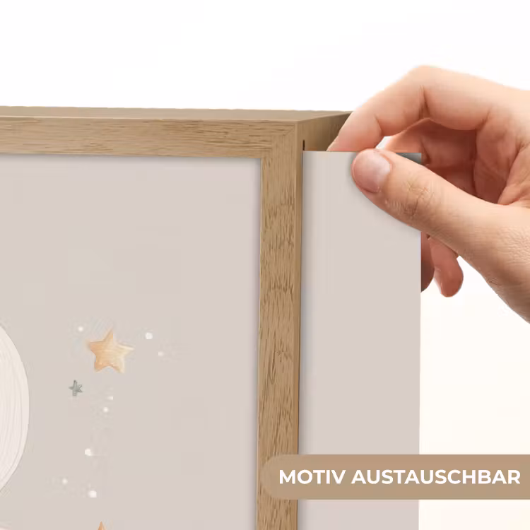 Ruimtebeer - Sterren - Beige Light Box met batterij (Wandlamp kind) middel -USP_websiteprintDE