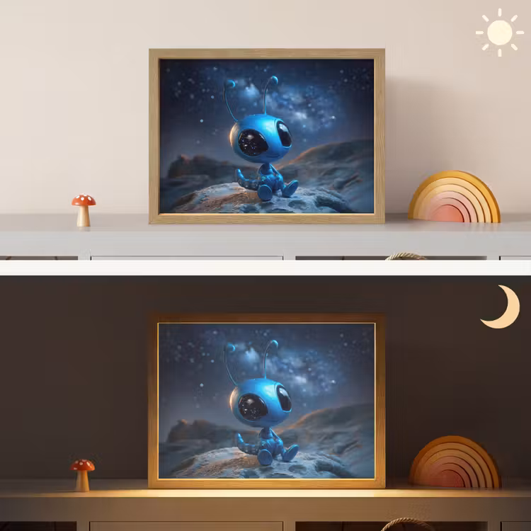 Ruimtewezen - Blauw - Galaxy Light Box met batterij (Wandlamp kind) middel -sfeer3_kind