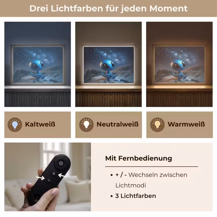 Ruimtewezen - Blauw - Galaxy Light Box met batterij (Wandlamp kind) middel -USP_lichtkleurDE