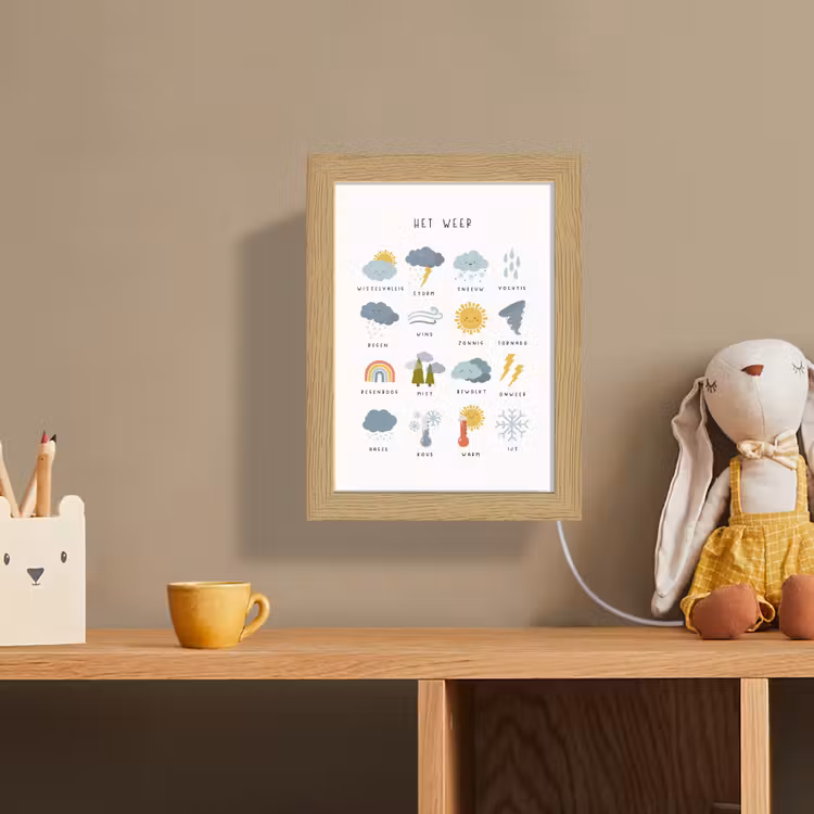Het weer - Leren voor kinderen - Educatief - Regenboog - Zon Light Box met kabel (Wandlamp kind) klein -sfeer2_kind